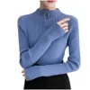 Försäljning 2019 Spring Women Ladies Långärmad Turtleneck Slim Mitting Stickad Tunn Sweater Top Femme Koreansk Pull Tight Casual SW3M