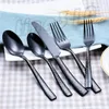 Hot Selling Stainless Steel Hotel Porslin Weschened Western Table-Knife Forks and Spoons Fem-Piece Set Köksredskap T9i0081