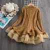 Baby Dresses For Girls Autumn Winter Long Sleeved Knit princess dress Lotus Leaf Collar Pocket Doll Dress Girls Baby Clothing1711787