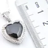 Luckyshine 10 Pcs 1Lot Halloween Jewelry Gift Heart-shaped Black Onyx Gemstone 925 Sterling Silver Necklaces Pendant For Women 12mm