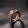 Heiße Neue Frauen Rose Gold Ton Hochzeit steine Ring Voll Zirkon Weibliche Delicated Verlobung Ringe Schmuck Trendy