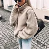 Frauen Pullover Mode Batwing Hülse Lose Rollkragen Gestrickte Pullover Herbst Winter Langarm Warm Solide Plus Größe Pullover