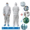 SMMS non-woven White Coverall Hazmat kostym Skydd Skyddande Engångsisolering Klänning Klädsel Fabriks Säkerhetskläder