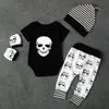 Puseky Autumn Halloween Skull Baby Clothes Newborn Spädbarn Girl Romper Topps Leggings Pants Hat Outfit 4 PCS 0-24M
