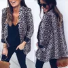 Blazer de leopardo feminino casual vinas