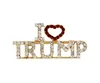 TRUMP Cristal Rhinestones projeto original Broches Carta Coração Red Letter "Eu amo Trump" Palavras Pin Mulheres Meninas casaca Jóias GD30