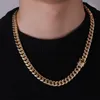 Hip-hop Miami Cuban Chain Zircon-inlaid Stereo 10 mm Hombres Gran Collar de Cadena de Oro Cobre Joyería de Alta Calidad Nuevo