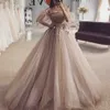 Prinsessan Tulle Prom Klänningar med halv ärmar av axelpläten Applikationer Formell Aftonklänning Plus Storlek Billiga Party Gowns