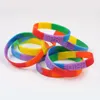 Gay Pride Silicone Bracelet Rubber Rainbow Flag Wristband LGBT Sports Silicone Bangle Lesbian Pride Wristlet Bracelets Party Jewelry Gifts