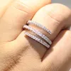 2019 New Arrivic Classical Jewelry Pure 100％925 Sterling Silver Pave White Sapphire CZ Diamond Women Wedding Bridal Ring for Love244s