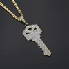 Neue männer Schlüssel Stil Anhänger Halskette Eis Aus Kubischen Zirkon Gold Farbe Mode Rock Straße Hip Hop Schmuck Mit kette Für Geschenk