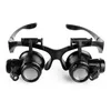 DHL Free 1x Glasses Magnifying Glass 10X 15X 20X 25X Eye Jewelry Watch Repair Magnifier Glasses With 2 LED Lights New Loupe Microscope