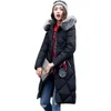 Casaco de inverno de pelo grande engrossado parka feminino costura fino longo casaco de inverno para baixo algodão senhoras para baixo parka para baixo jaqueta feminina 2018