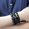 Natural Stone Men Bracelet Black Obsidian Beads With Ice Obsidian Pixiu Brave Troops Rosary Buddha Jewelry For Men And Women J19077333871