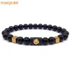 Naiqube 2019 Fashion New Skull Anchor Lion Bracelet Men 8 mm Stone Beads Charm Bracelet pour hommes bijoux Gift6098610