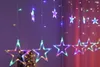 4m LED Julljus Fem-spetsig Star Gardin Ljusstjärna Bröllop Födelsedag Ljus Inomhus Varm Vit Garland Party Decor
