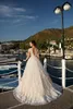 Cap maniche Vestido de Noiva Robe de Mariee Backless con Sweep Train Abiti da sposa Vintage Boho Abito da sposa 2020 Nuovo