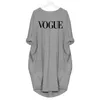 2019 Nueva camiseta de moda para mujer VOGUE Cartas Imprimir Bolsas de bolsillo Harajuku Camiseta Tallas grandes Camisetas gráficas Mujeres fuera del hombro