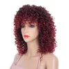 Parrucca riccia afro crespa nera mix rosso parrucche sintetiche per capelli afro naturali da donna