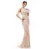 2019 robes de soirée sexy en perles de luxe avec sequins gland fermeture à glissière retour voir à travers Bling Bling Celebrity Red Carpet Dress 5403