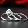 1.5ct 9x6mm Pear Cut Engagement Bröllop Band 14k Vitguld Moissanite Set Anniversary Halo Ring S200110