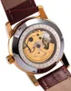 Relógio de pulso masculino luxo esqueleto dourado mecânico steampunk relógio de pulso automático pulseira de couro herren horloges j19070244w