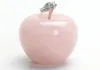 1,7 inches naturlig chakra sten snidad realistisk kristall helande äpple staty med legering blad