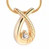 LKJ11529 Funnel & Gift Box Crystal Inlay Gold Ribbon Shape Memorial Urn Necklace Hold Loved Ones Ashes Cremation Jewelry Pen3232