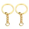 28mm Gold Key Ring Keychain Round Split Rings with Short Chain Rhodium Bronze Keyrings Women Men DIY Jewelry Making Key Chains Accessories