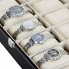 12 emplacements Grid Pu Leather Watch Box Boîte de rangement de bijoux Organisateur Boître à surveillance verrouillée Casquet d'affichage avec couleur noire8022300