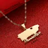 Stainless Steel Puerto Rico With Heart Map Pendant Necklaces PR Puerto Ricans Jewelry