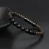 Nowa prawdziwa skórzana bransoletka skórzana mężczyzn z 8mm kamiennymi koralikami Bransoletki ze stali nierdzewnej wbudowane bransoletki zapięcie dla kobiet