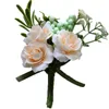 Handmade Simulation Wedding Flower Groomsman Bridegroom Guest Boutonnieres Corsage Bridesmaids Bride Wrist Flowers1226w