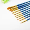 Aquarel Gouache Paint Borstels Sets Blauw Houten Handvat Nylon Haar 10 Stks Schilderen Pen Stationaire Kunstbenodigdheden