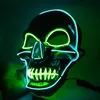 Partihandelsmasker Twocolor Skull Flashing Mask Halloween Christmas Party Horror Scary Creative LED Cold Light Mask kan anpassas