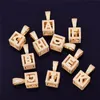 Golld Silver Colors Collar con nombre personalizado Ice Out Personal Square Letter Dice Letter Pendant Hombres Rock Street Collar con cadena de cuerda