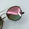 Top qualité ronde métal verres verres lunettes de soleil femmes hommes dégradé revêtement miroir lunettes de soleil hommes femmes 51mm taille