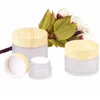 5g 10g 15g 30g 50g Frosted Glass Makeup Cosmetic Cream Container Cream Cream Słojów Essence Butelka balsamowa z drewna ziarna
