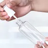 50 ml di plastica trasparente profumo atomizzatore piccolo spray vuoto bottiglia riutilizzabile bottiglie di profumo da viaggio con tappo spray bianco in promozione!
