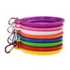Multicolors Silicone Pet Folding Bowl Retractable Utensils Bowl Puppy Drinking Fountain Portable Outdoor Travel Bowl Carabiner BH1862 CY
