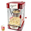 Multifunktionell varmluftspopcorn maker 310W retro hälsosam och fettfri popcorn maskin Röda verktyg för familj