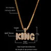Fashion Plated Hip Hop Iced Out Full Diamond Mens Bubble Letters KING Pendant Chain Necklace CZ Cubic Zirconia Rapper Jewelry Gifts for Guys