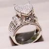 Top sprzedaży vintage mody biżuteria 925 Sterling srebrna pełna brukowa biała szafir cz diamentowy szlachetki Kobiety Wedding Heart Band Rin259f