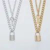 Key lock necklace chokers gold chains multilayer necklaces fashion jewelry women necklace love lock pendant