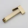 Hand Held Bidet Sprayer Brass Douche Kit Toilet Shattaf Sprayer Square Brushed Gold Copper Valve Set Shower Head Faucet AP2112 Y20281s