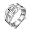 2019 New 1 25ct White Gold Plated Big White Stone Rings for Men CZ Diamond Jewelry Engagement Mension Men Rings3102