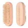 Brosse à ongles en bois poils poitrine double face ovale forme ongles petits brosses de nettoyage