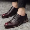 British Style Alligator Leather Dress Shoes Men Fashion Business Crocodile Shoes Men's Lace-up Breathable Casual Oxford Shoes Kundura