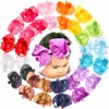 16pcs 6 Inches Large Big Hair Bows with Sparkly Rhinestones Hair Bow Soft Elastic Headbands Hair Accessories for Baby Girls