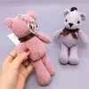 LLavero de muñeco de oso de peluche, llavero con hebilla de lazo, llavero de osos de patas largas, juguetes de peluche, regalo, cadena de llaves de Color puro simple, antidesgaste